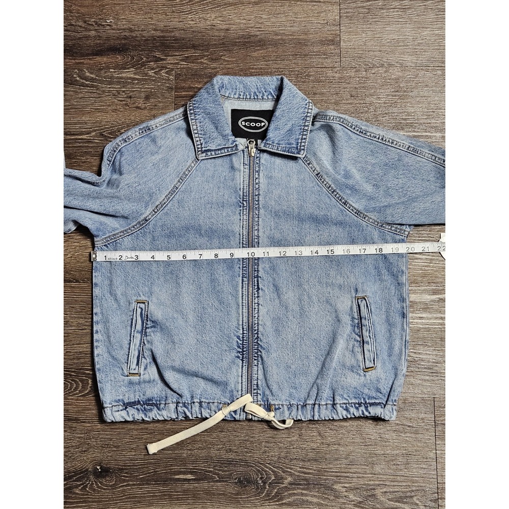 Scoop Women's Denim Bomber Jacket w/Drawstring Waist XS (0-2) - Picture 6 of 10